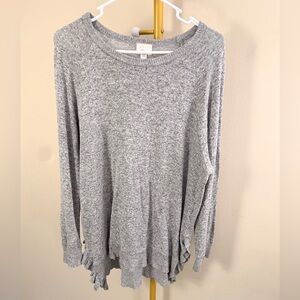Postage Stamp Anthropologie Ruffle Hem Knit Top Large Gray